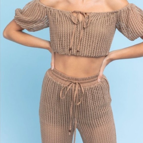 Top + Pant Beach Set NWT - Mocha - Picture 2 of 5